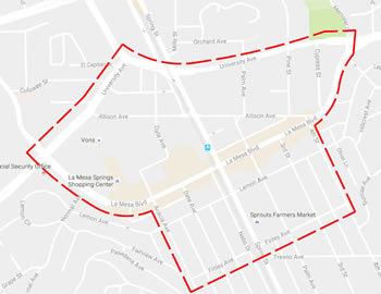 La Mesa Village Boundary Map